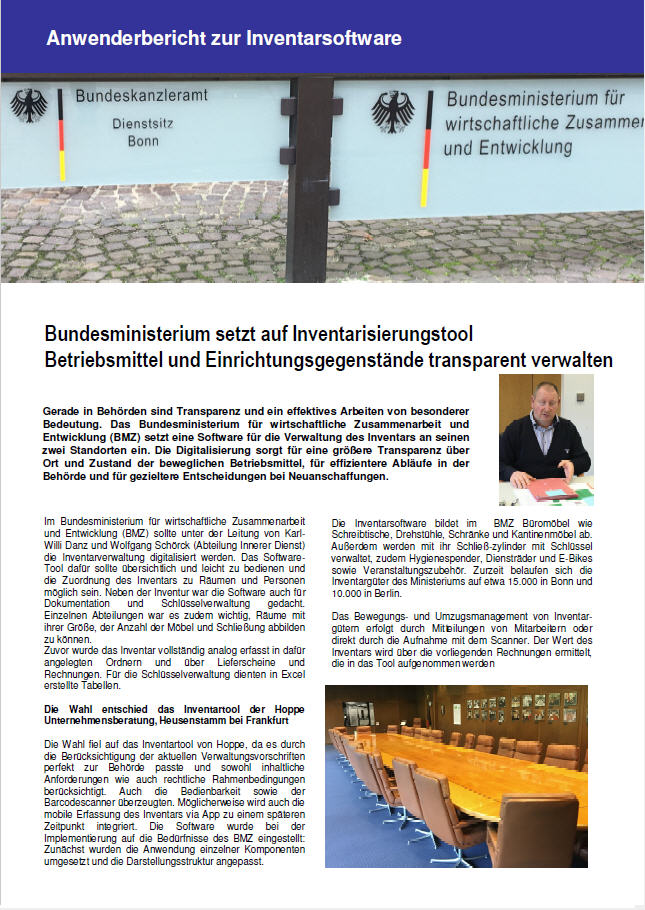 Bundesministerium fr wirtschaftliche Zusammenarbeit und Entwicklung Bonn Anwenderbericht