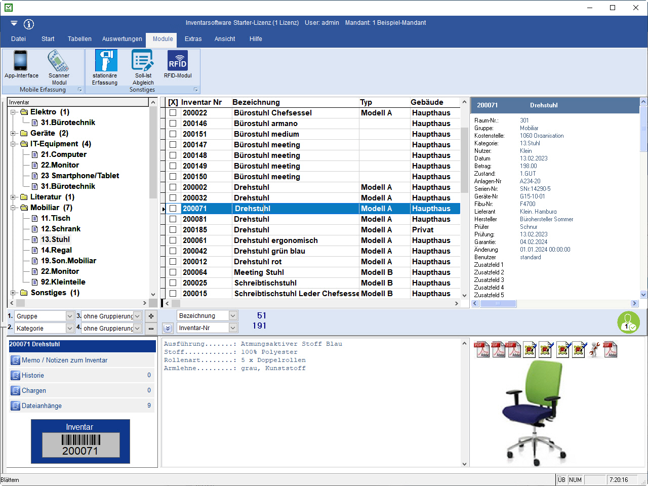 Inventarmanager erfasst und inventarisiert Mbel und Hardware