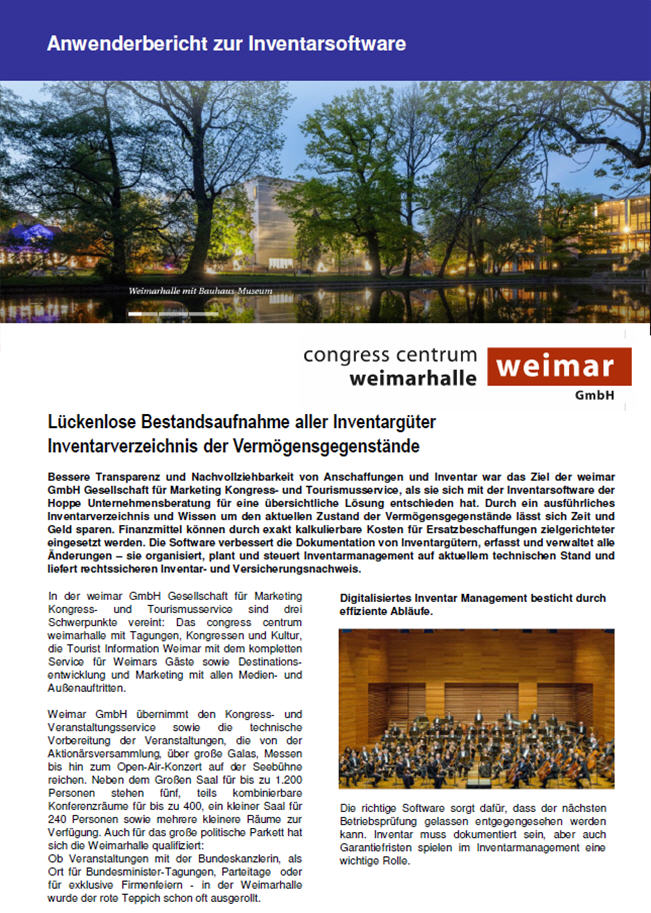 Weimar GmbH - Congress Centrum Weimarhalle Anwenderbericht