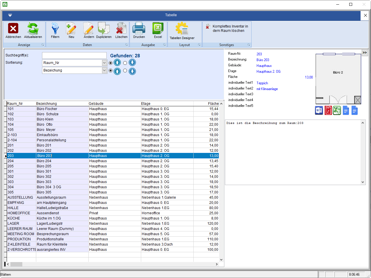 Mircosoft Inventar Software Screenshots Bildschirmansichten zur Inventarsoftware