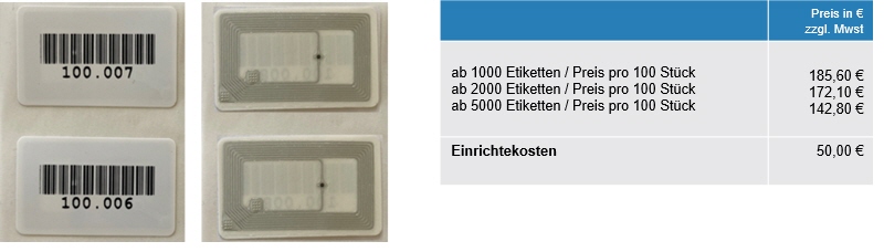 RFID Etiketten / RIFD Tags<BR>programmiert mit einer Nummer auf dem Chip