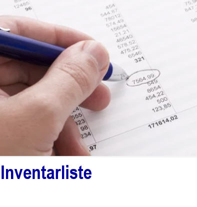 Inventarliste. Liste aller Inventargter erstellen. 
Software  fr Bes