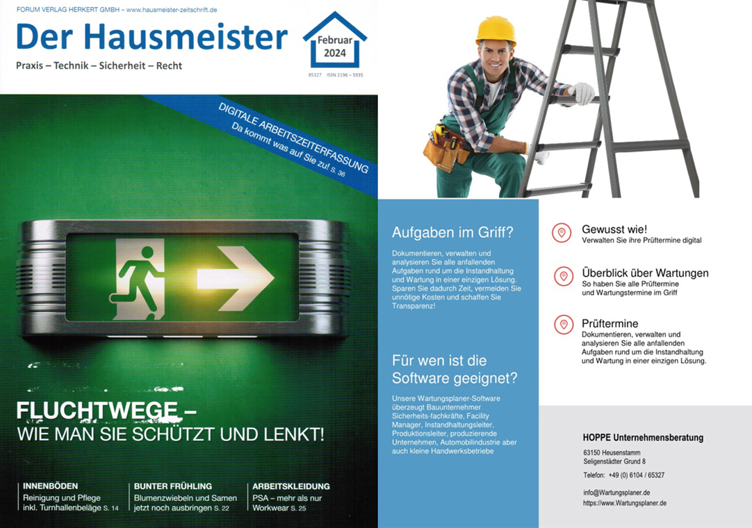 Der Hausmeister - Feb/24 - Forum-Herkert Verlag. Inventarsoftware Prüf- und Wartungsplaner