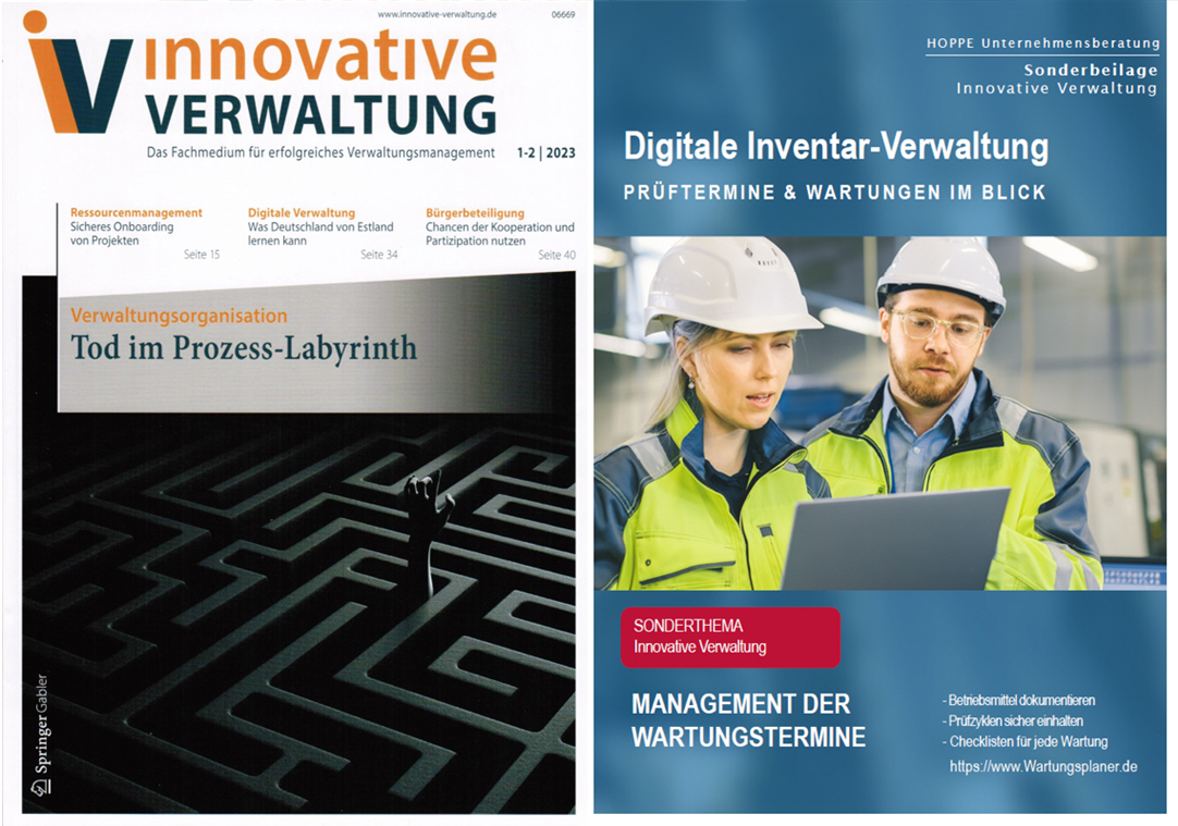 Innovative Verwaltung Springer Gabler Verlag. Wartungssoftware, in der alle Wartungstermine festgehalten werden.