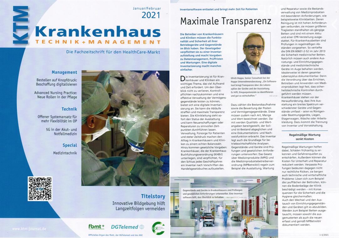 KTM Krankenhaus Technik + Management - PN-Verlag Feb/21 - Inventarsoftware entlastet und bringt mehr Zeit für Patienten