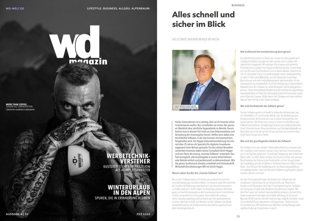 Wirtschaft Dienstleistungen WD-Welt / 12-23 ALPEN-VERLAGSGRUPPE OHG, Spezialist fr digitales Inventarmanagement